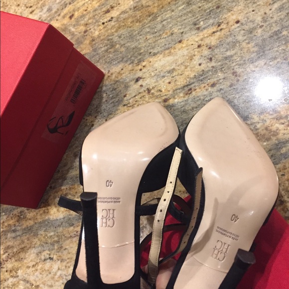 NWT Carolina Herrera black suede heels sz 40 - Picture 6 of 7